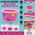 Cestino Bici Olanda Anteriore Vintage Metallo City Bike fucsia bimba bambina