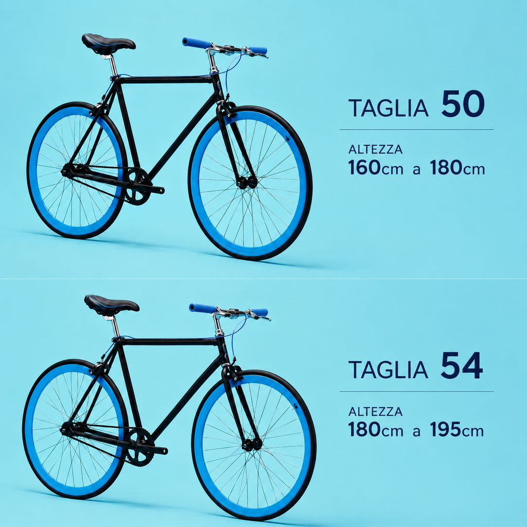Bici fixed single speed 28 alluminio nero blu personalizzabile