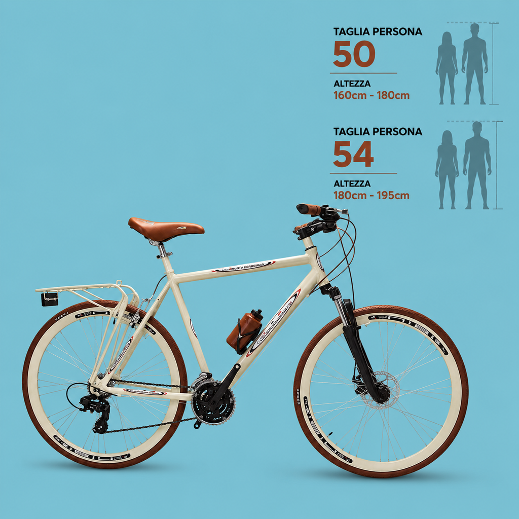 Bici Ibrida city bike 28 uomo in alluminio Shimano panna personalizzabile