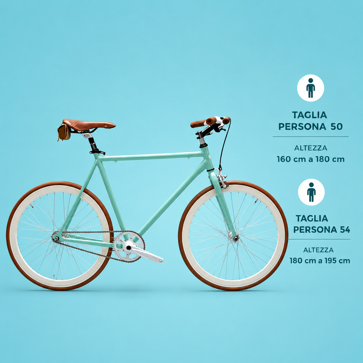 Bici fixed 28 single speed uomo in alluminio verde marrone personalizzabile