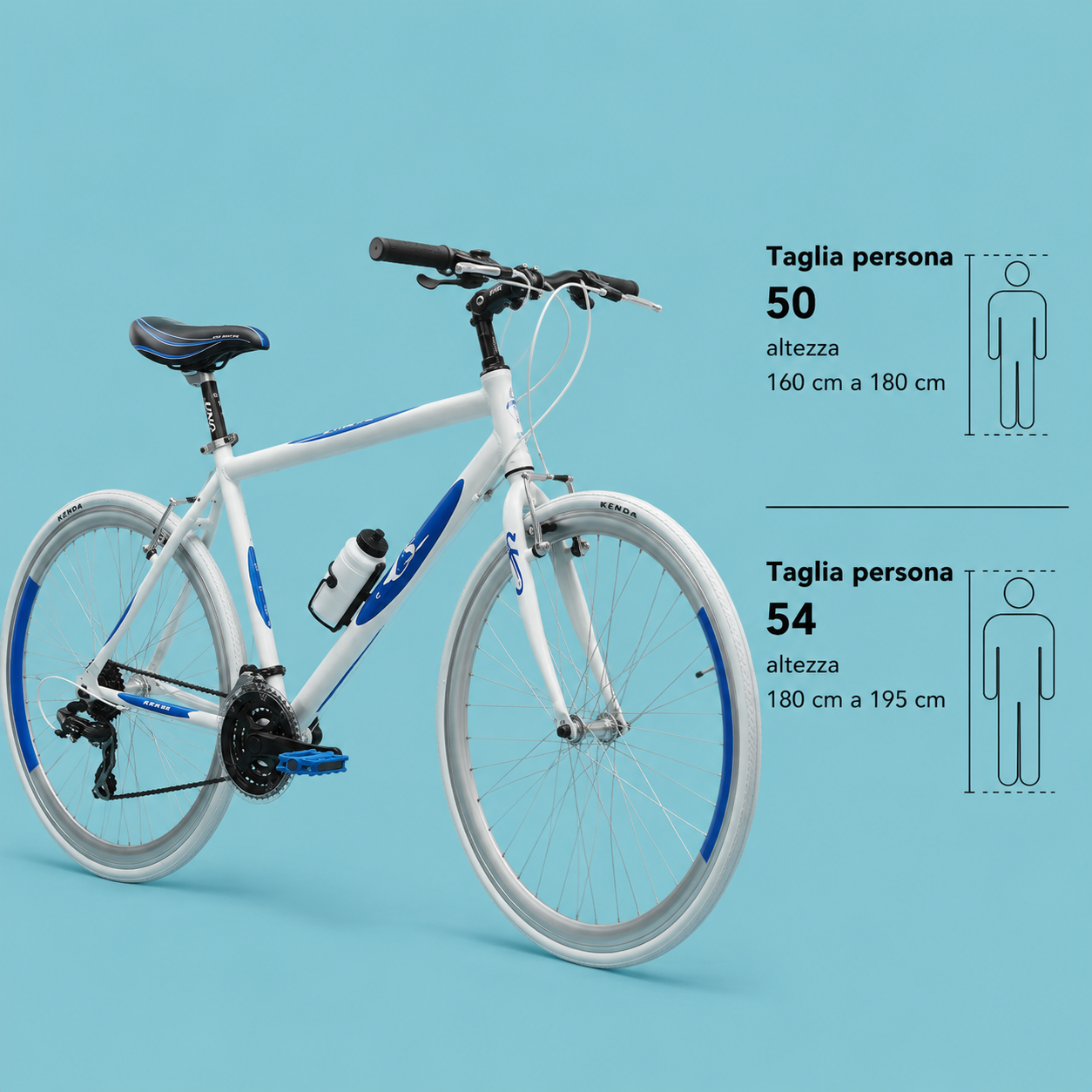 bici 28 corsa bianco blu uomo Shimano alluminio personalizzabile