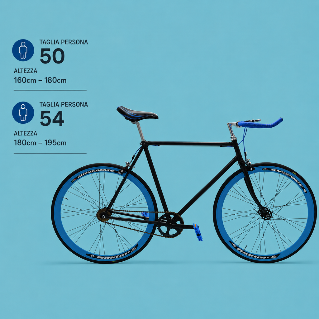 Fixed bike single speed in alluminio 28 nero blu personalizzabile