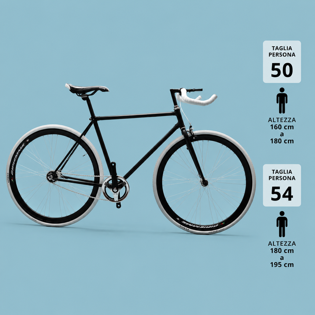 Bici fixed 28 single speed nero bianco personalizzabile