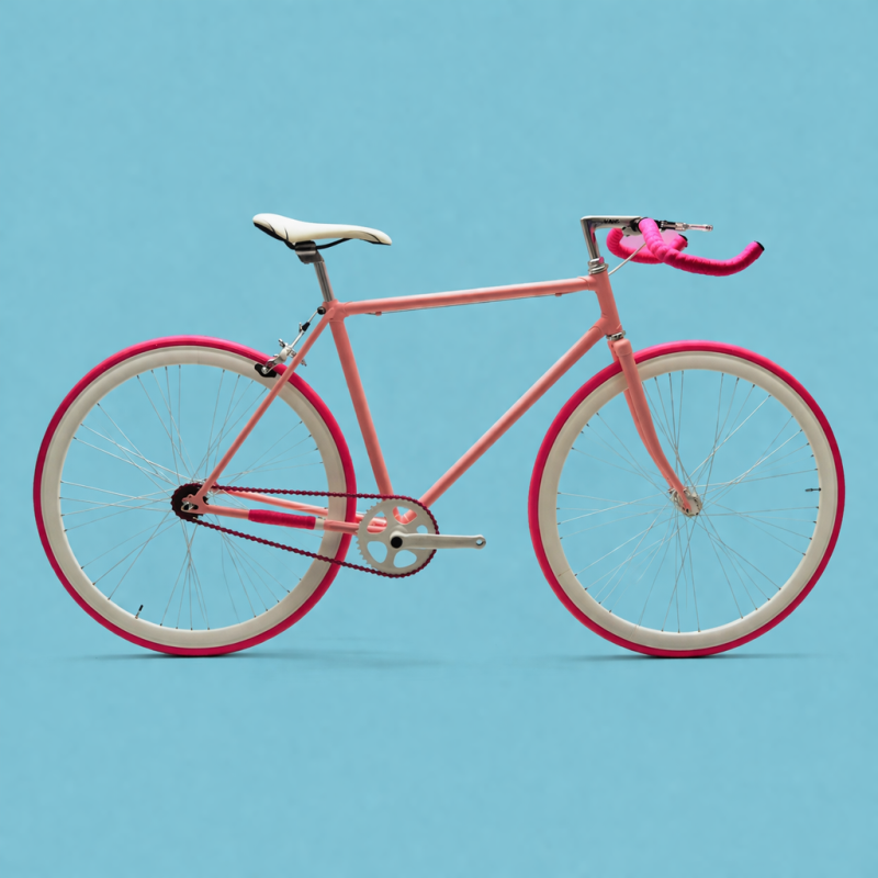 Fixed bike single speed 28 rosa bianco personalizzabile