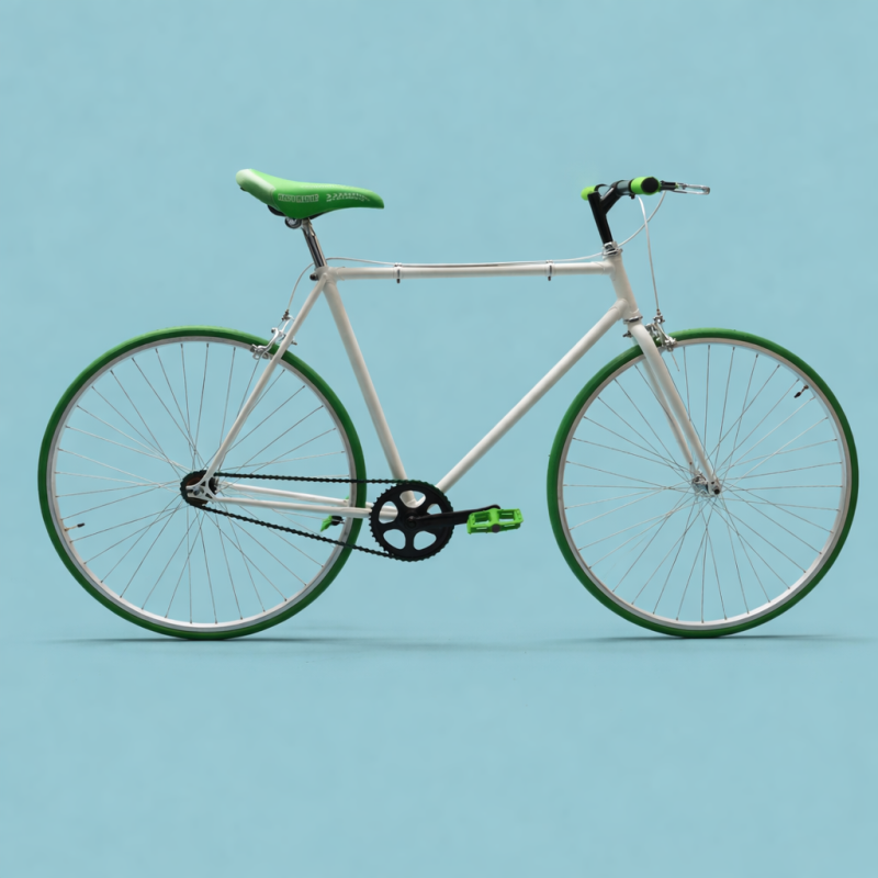 fixed bike single speed 28 bianco verde personalizzabile