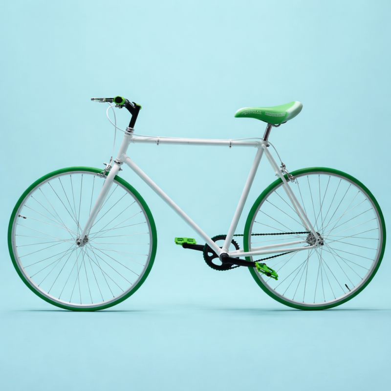 fixed bike single speed 28 bianco verde personalizzabile