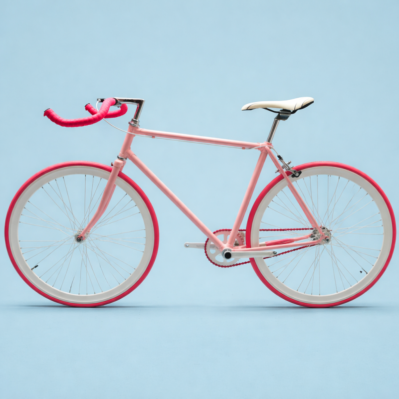Fixed bike single speed 28 rosa bianco personalizzabile