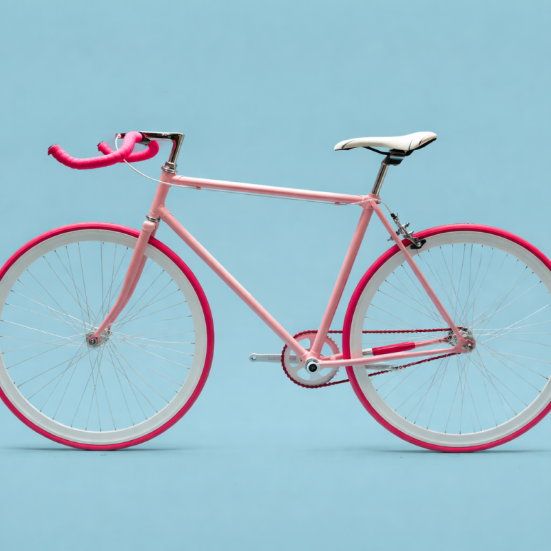 Fixed bike single speed 28 rosa bianco personalizzabile