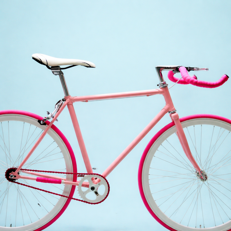 Fixed bike single speed 28 rosa bianco personalizzabile