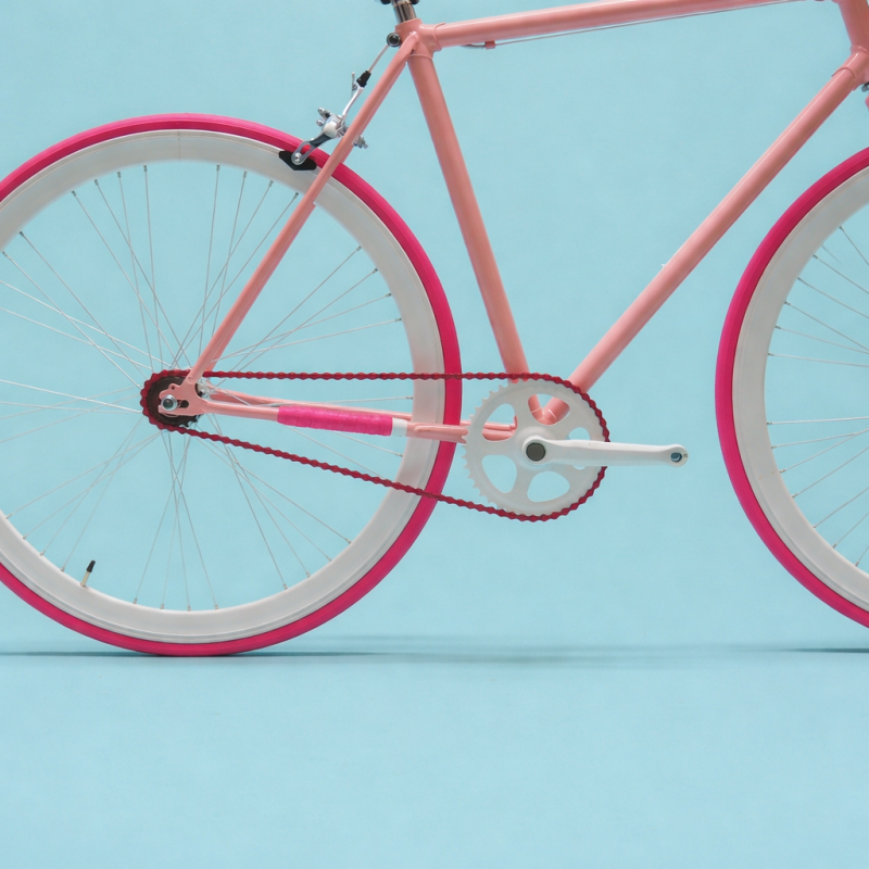 Fixed bike single speed 28 rosa bianco personalizzabile