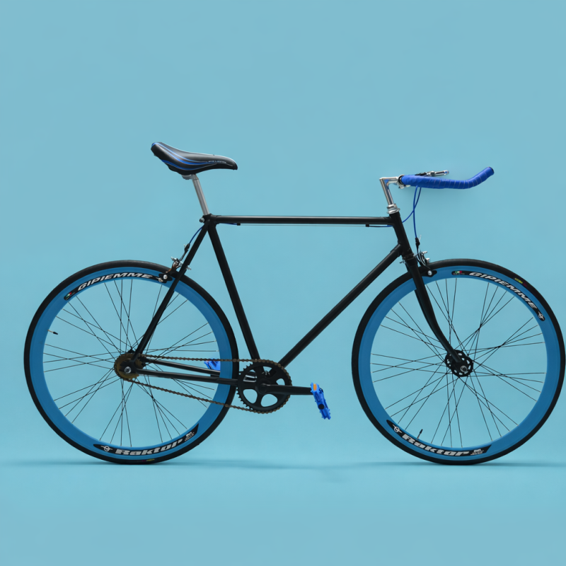 Fixed bike single speed in alluminio 28 nero blu personalizzabile