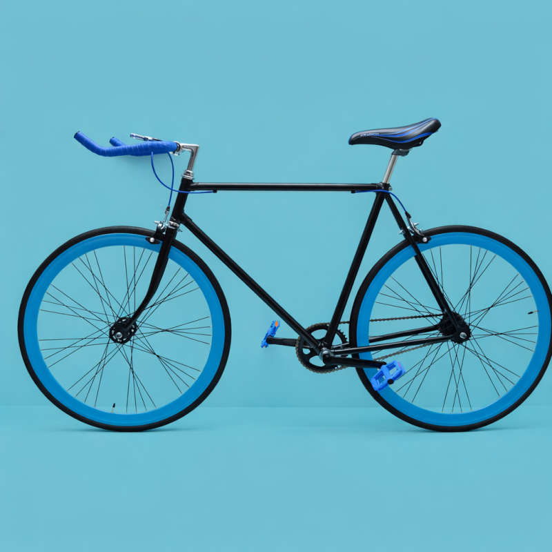 Fixed bike single speed in alluminio 28 nero blu personalizzabile