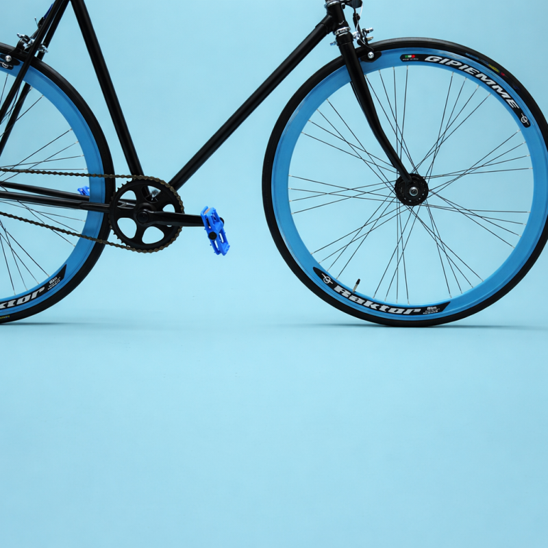 Fixed bike single speed in alluminio 28 nero blu personalizzabile