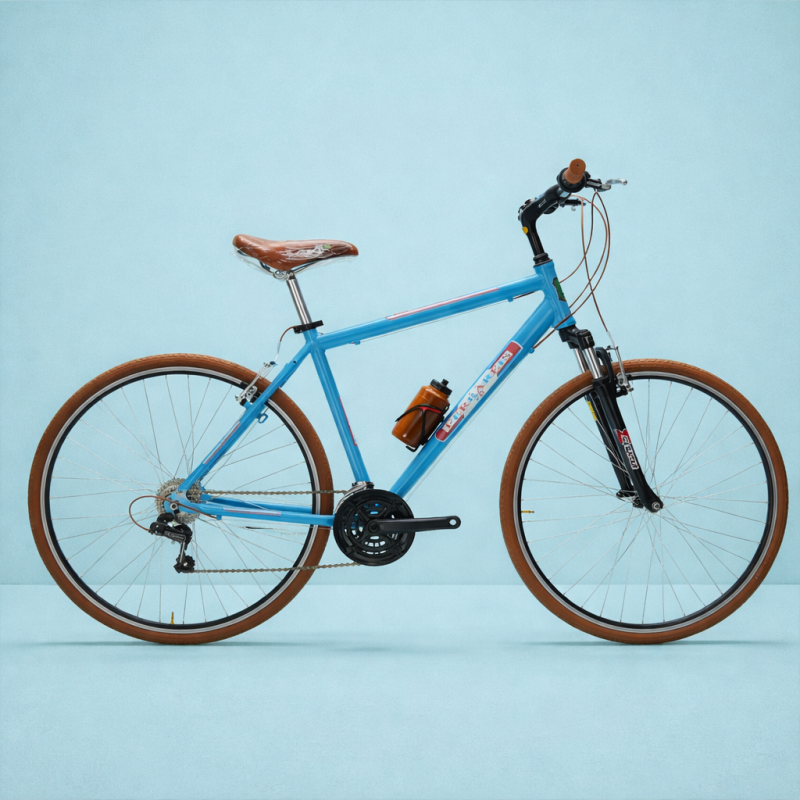 Ibrida 28 uomo bici city bike alluminio shimano celeste personalizzabile