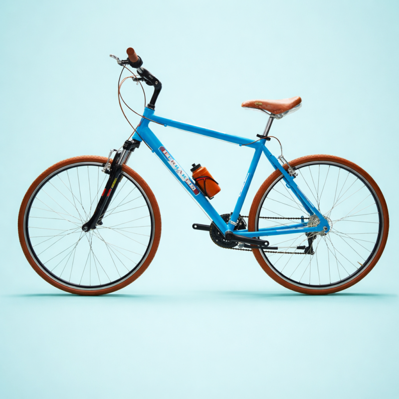 Ibrida 28 uomo bici city bike alluminio shimano celeste personalizzabile