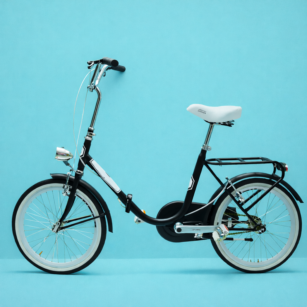 Bici Pieghevole 20" Nero, Bianco e Acciaio — Shimano Nexus, Personalizzabile