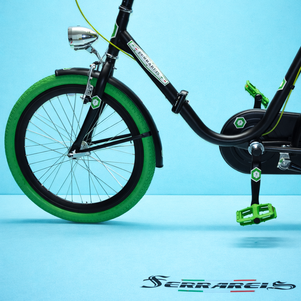 Bici Pieghevole 20" Nero, Verde e Acciaio — Shimano Nexus, Personalizzabile