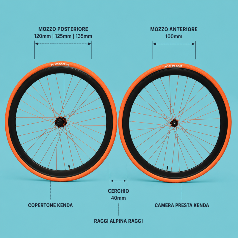 Ruote 28 o cerchi fixed single speed scatto fisso 1v personalizzabile