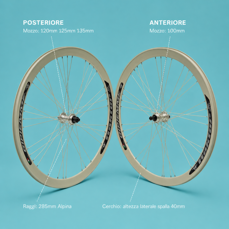 ruote bici 28x1.3/8-5/8 1 velocità panna 40 mm personalizzabile