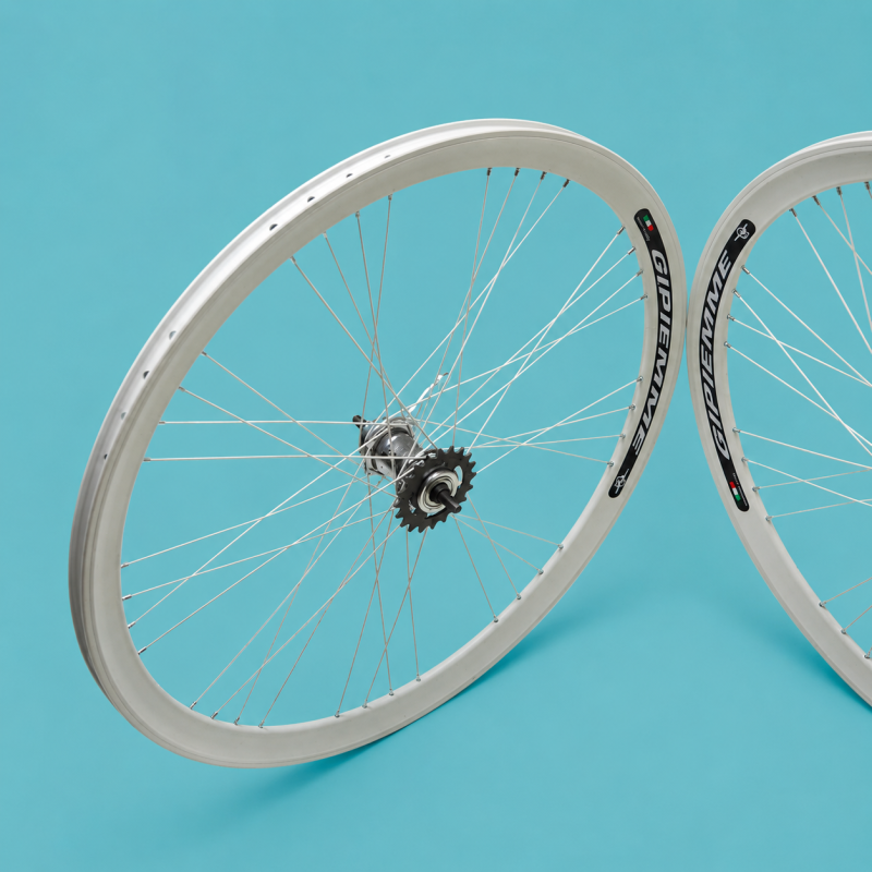 Ruote bici 28x1.3/8-5/8 fixed 1v bianchi Gipiemme contro pedale 40mm personalizzabile