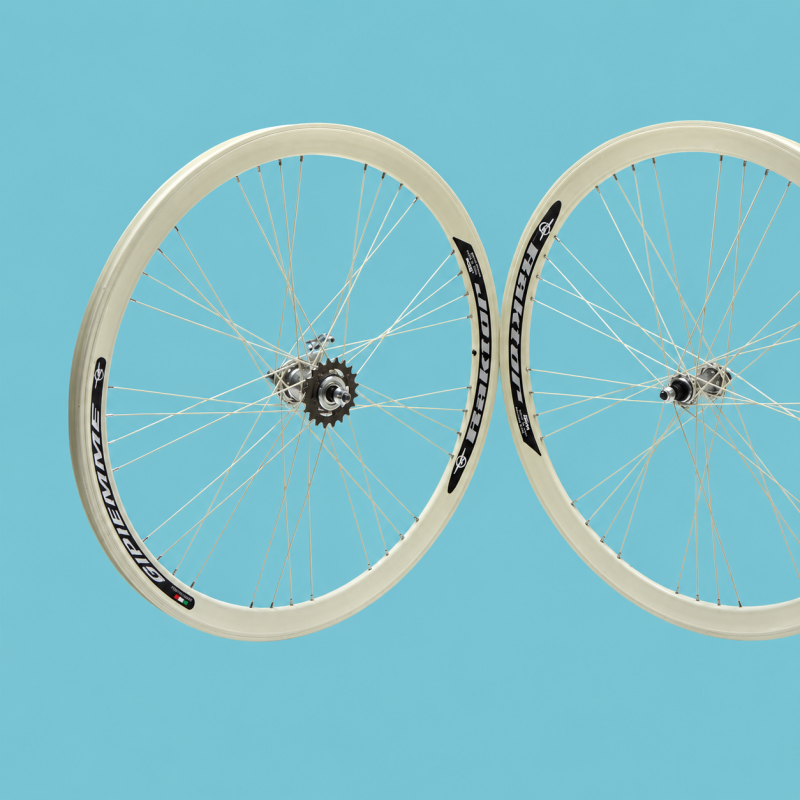 Ruote bici 28x1.3/8-5/8 fixed 1v contro pedale avorio Gipiemme personalizzabile