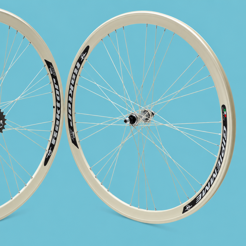 Ruote bici 28x1.3/8-5/8 fixed 1v contro pedale avorio Gipiemme personalizzabile