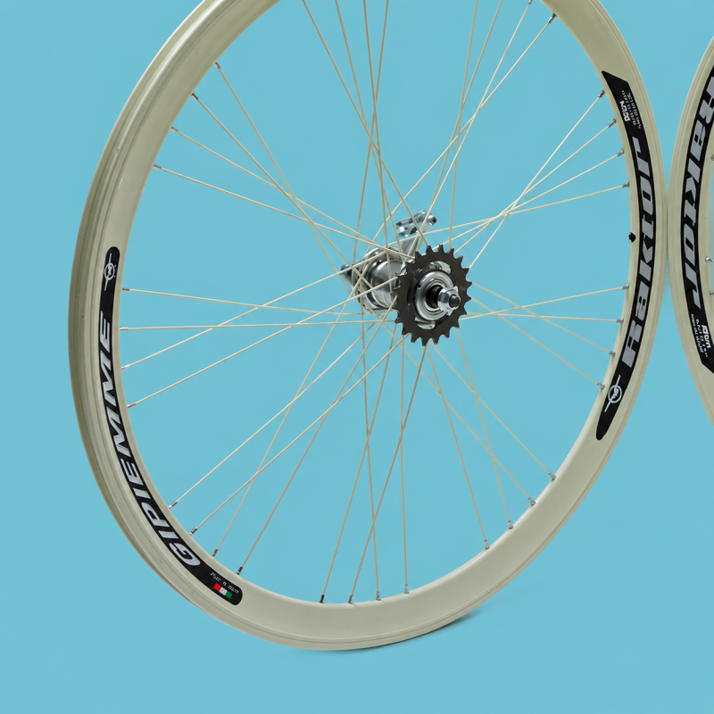 Ruote bici 28x1.3/8-5/8 fixed 1v contro pedale avorio Gipiemme personalizzabile
