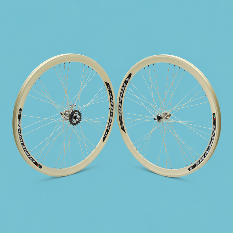 Ruote bici 28x1.3/8-5/8 fixed 1v contro pedale avorio Gipiemme personalizzabile