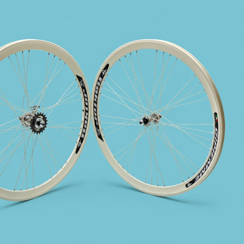 Ruote bici 28x1.3/8-5/8 fixed 1v contro pedale avorio Gipiemme personalizzabile