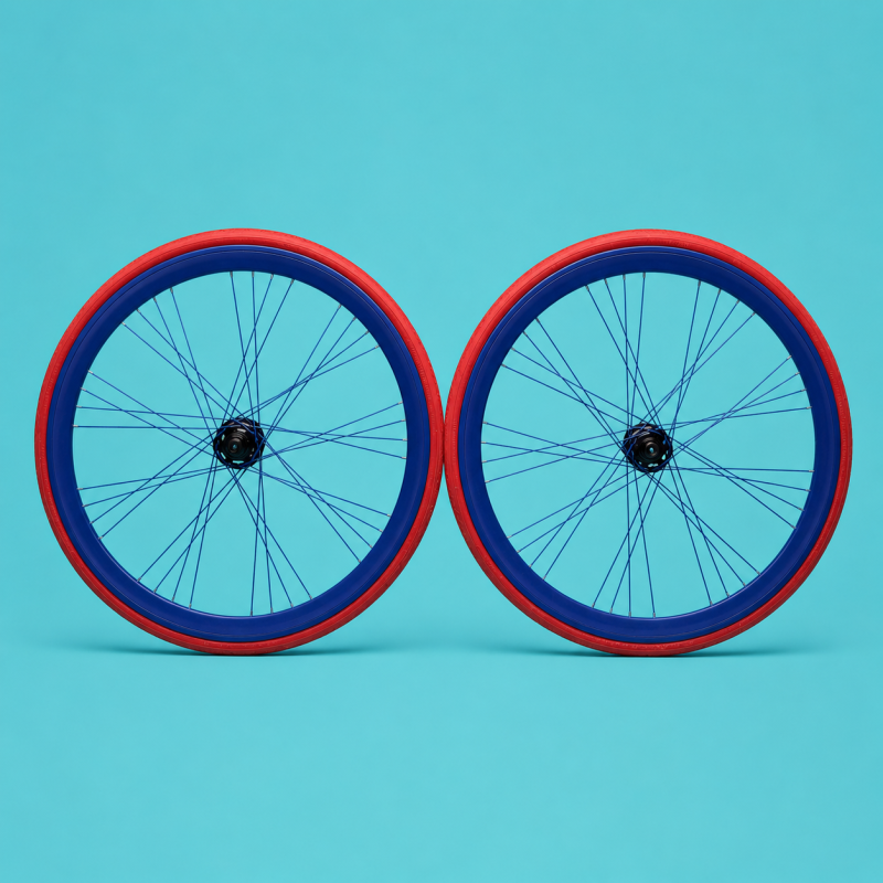 ruote bici 28x1.3/8-5/8 fixed flip flop blu rosso gommate personalizzabile