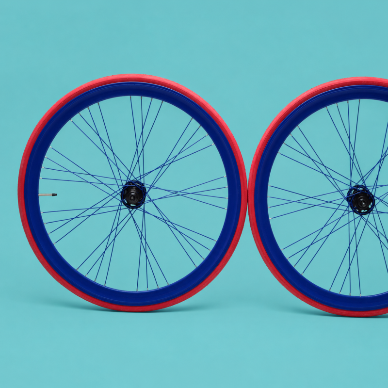 ruote bici 28x1.3/8-5/8 fixed flip flop blu rosso gommate personalizzabile