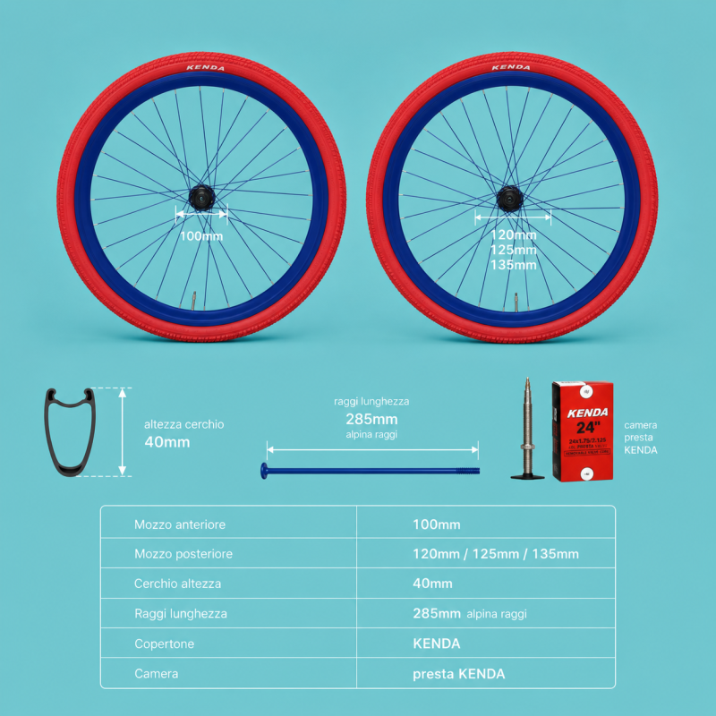 ruote bici 28x1.3/8-5/8 fixed flip flop blu rosso gommate personalizzabile