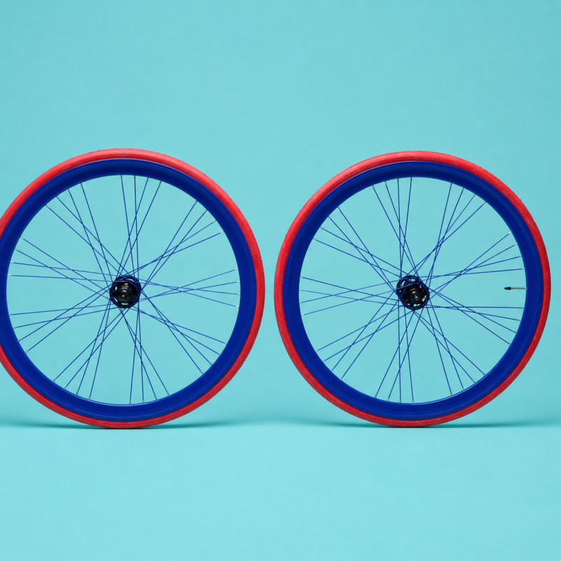 ruote bici 28x1.3/8-5/8 fixed flip flop blu rosso gommate personalizzabile