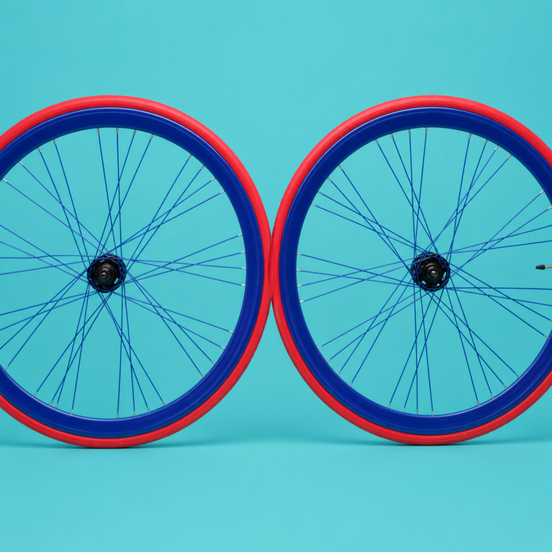 ruote bici 28x1.3/8-5/8 fixed flip flop blu rosso gommate personalizzabile
