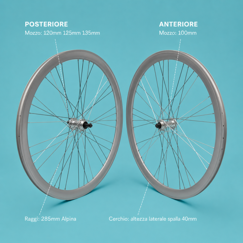 ruote bici 28x1.3/8-5/8 silver 1 velocità a filetto gipiemme raktor 40mm personalizzabile