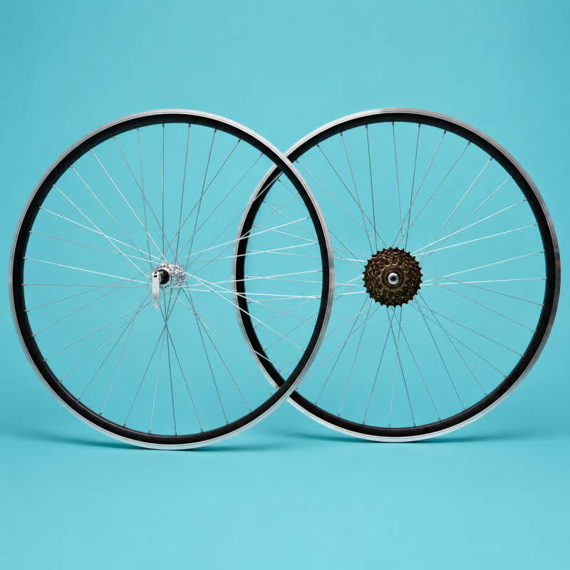 Ruote bici corsa 28 1-5-6-7 velocità con pignone gipiemme nere filetto personalizzabile