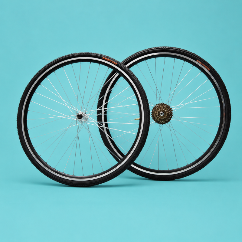 Ruote bici corsa 28 5-6-7 velocità con pignone gommate gipiemme nere