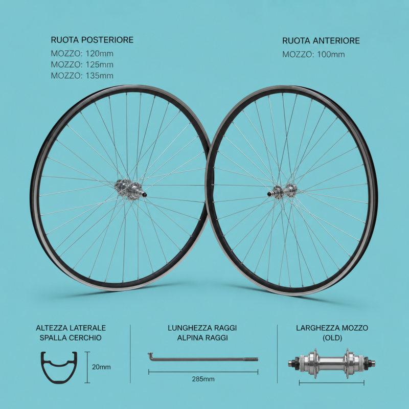 Ruote bici corsa 28 7 velocità gipiemme nere filetto personalizzabile