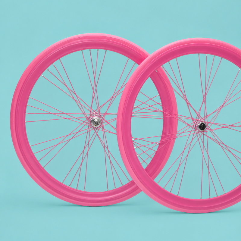 Ruote bici corsa 28 triatlon ciclocross Shimano alluminio 28 fucsia 1v personalizzabile