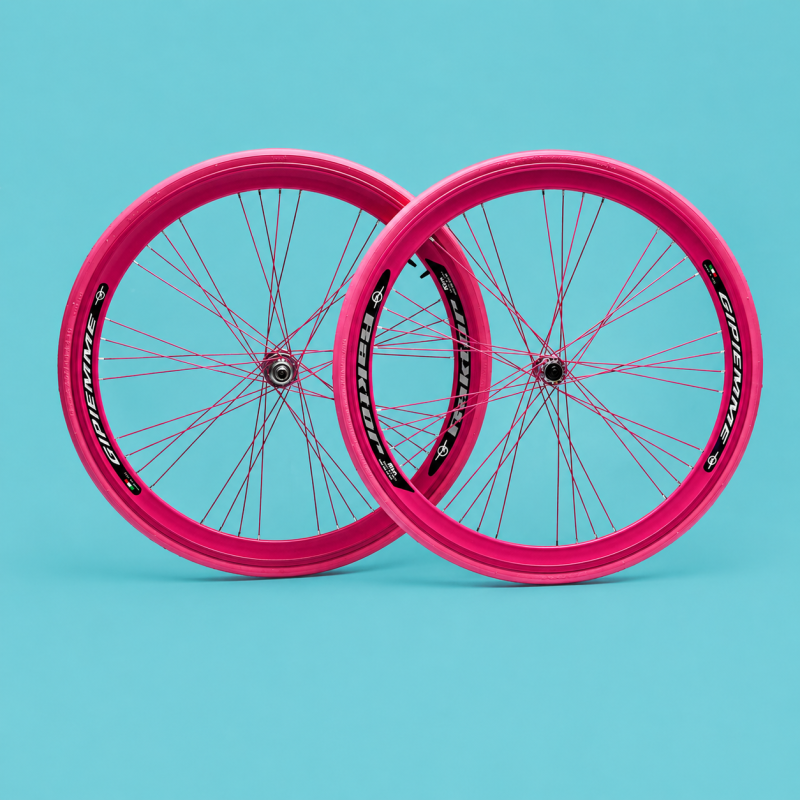 Ruote bici corsa 28 triatlon ciclocross Shimano alluminio 28 fucsia 1v personalizzabile