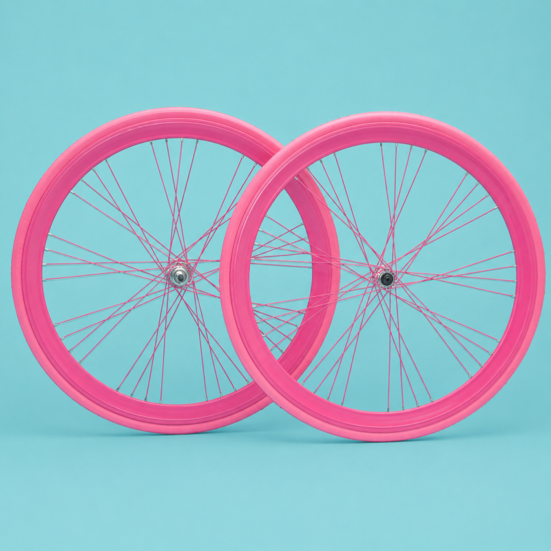 Ruote bici corsa 28 triatlon ciclocross Shimano alluminio 28 fucsia 1v personalizzabile