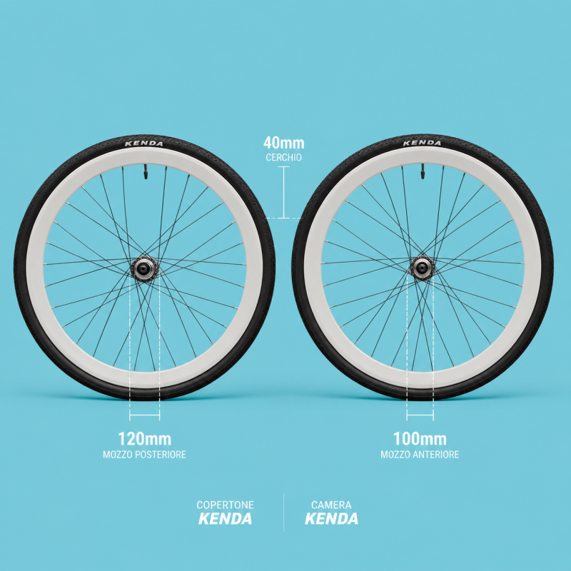 Ruote bici fixed 28x1.3/8-5/8 cerchi 28 bianchi 1 velocità gommate personalizzabile