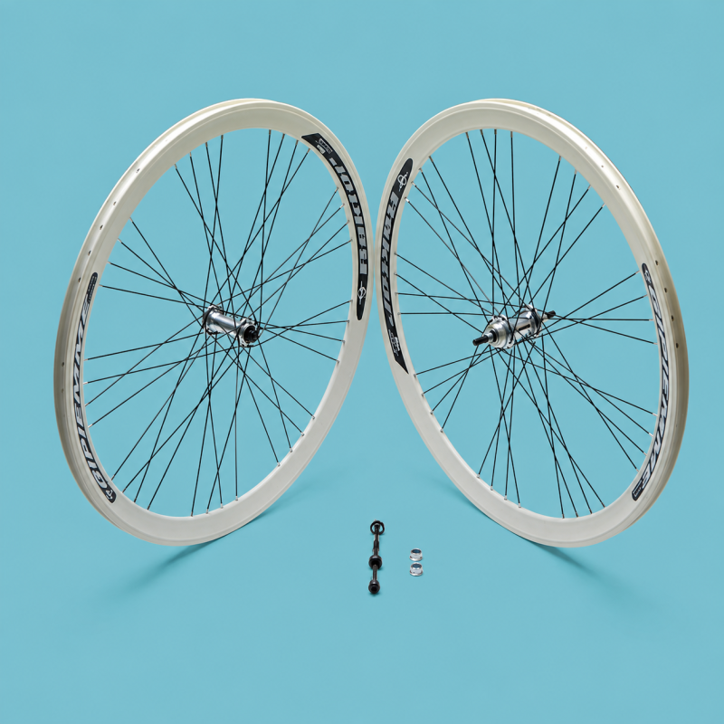 Ruote bici fixed 28x1.3/8-5/8 cerchi 28 bianchi 1velocità personalizzabile