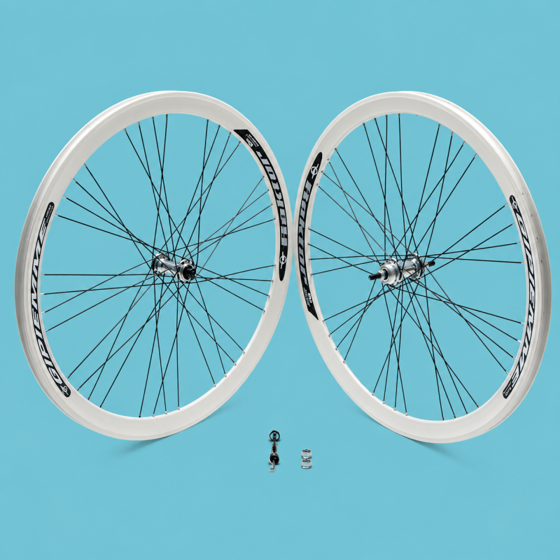 Ruote bici fixed 28x1.3/8-5/8 cerchi 28 bianchi 1velocità personalizzabile