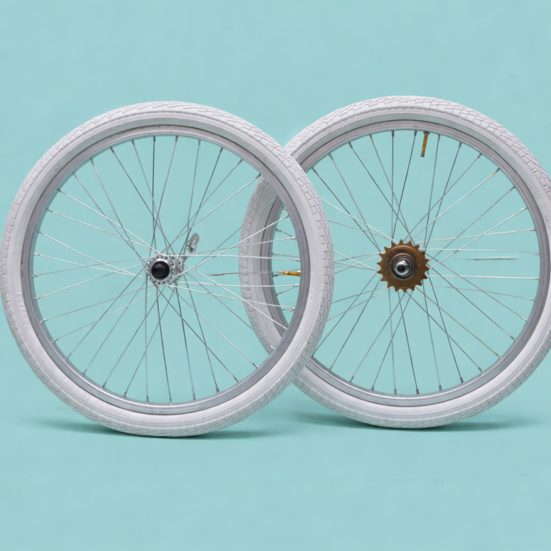 Coppia Ruote 20 " x 1.75 + Pignone + Copertoni bianco + Camere Bici Graziella