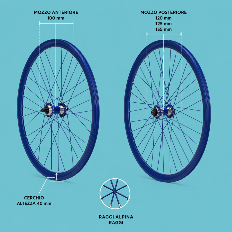 ruote corsa 28x1.3/8-5/8 blu gipiemme shimano 1-5-6-7 velocità personalizzabile