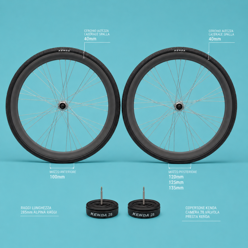 ruote corsa 28x1.3/8-5/8 gipiemme shimano 1 velocità personalizzabile