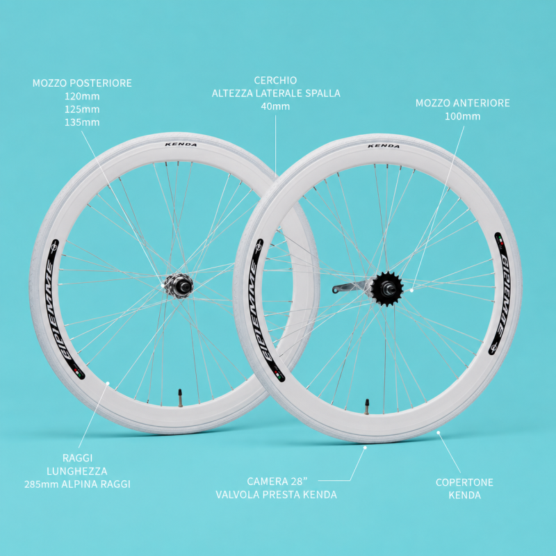 Ruote fixed 700x23 Raktor Gipiemme 1v bianco contropedale personalizzabile