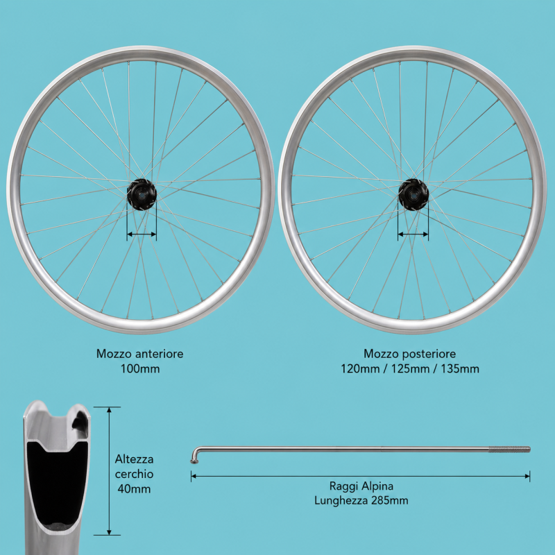 Ruote fixed bike 28x1.5.8 flip flop nero e cromo personalizzabile
