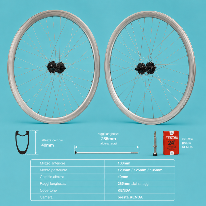 Ruote fixed bike 28x1.5.8 flip flop nero e cromo personalizzabile